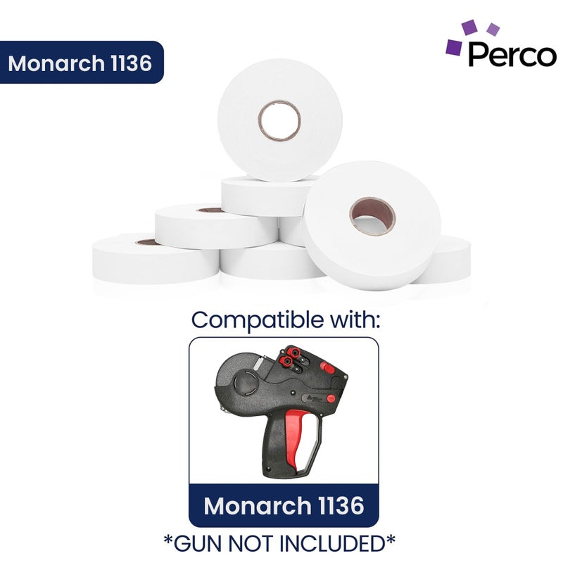 Perco White Pricing Labels for Monarch 1136 Price Gun - 8 Rolls, 14,000 Price Marking Labels - Image 2